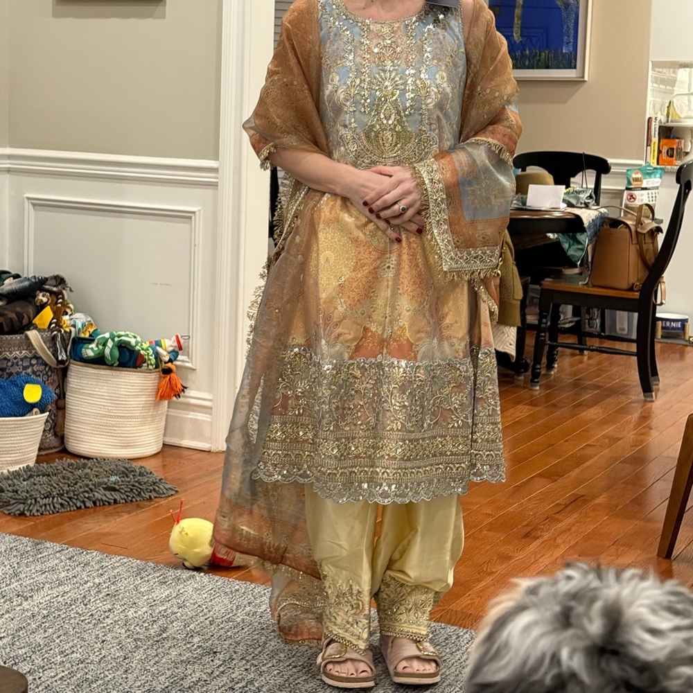 Embroidered Gold and Silver Traditional Dress